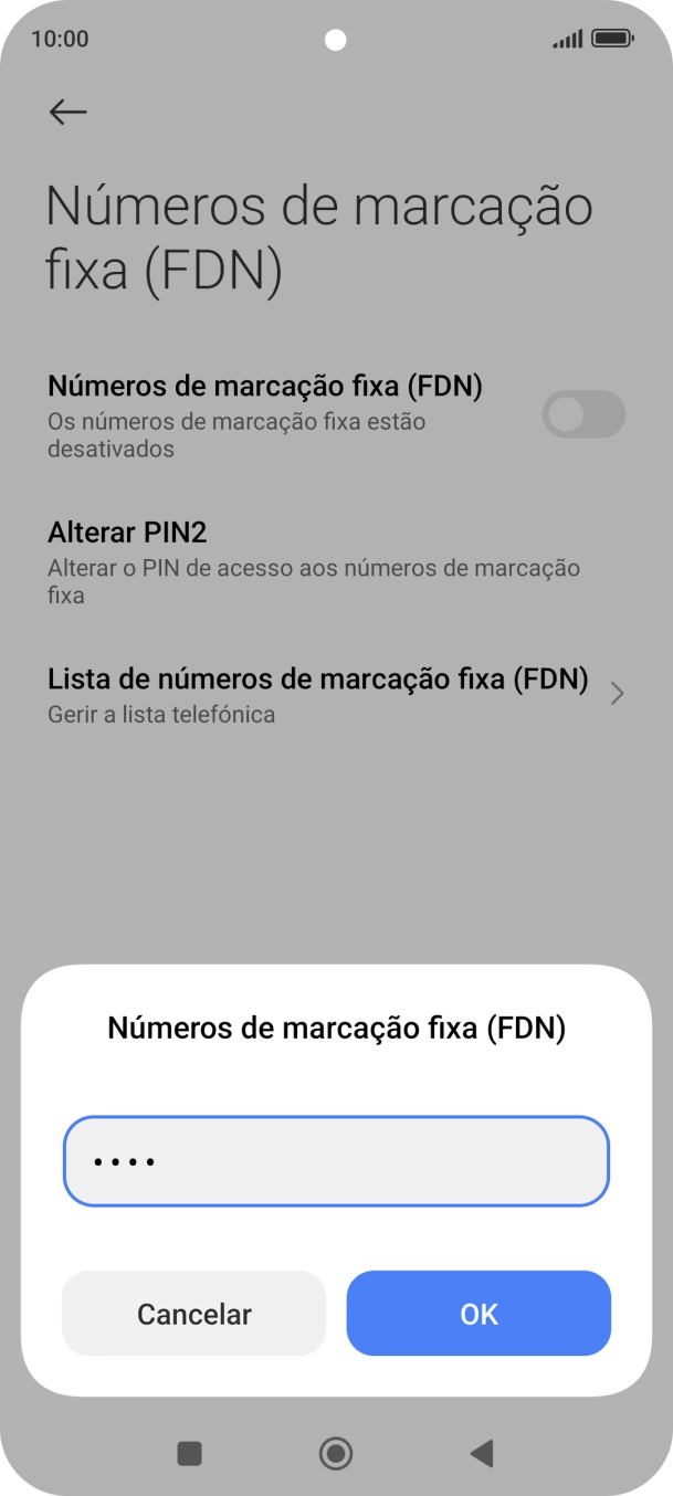 Introduza o código PIN2 e prima OK.