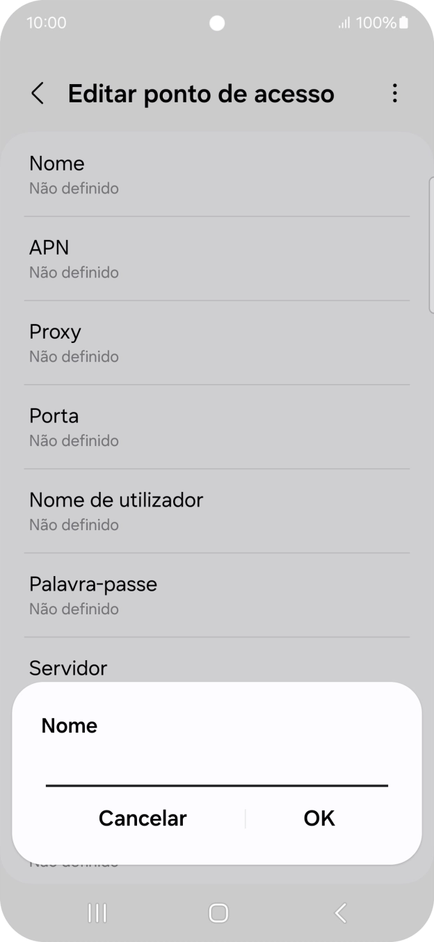 Introduza Vodafone Internet e prima OK.