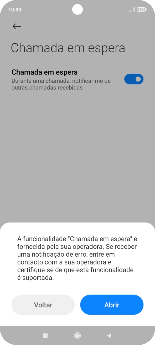 Se ativar a função, prima Abrir.
