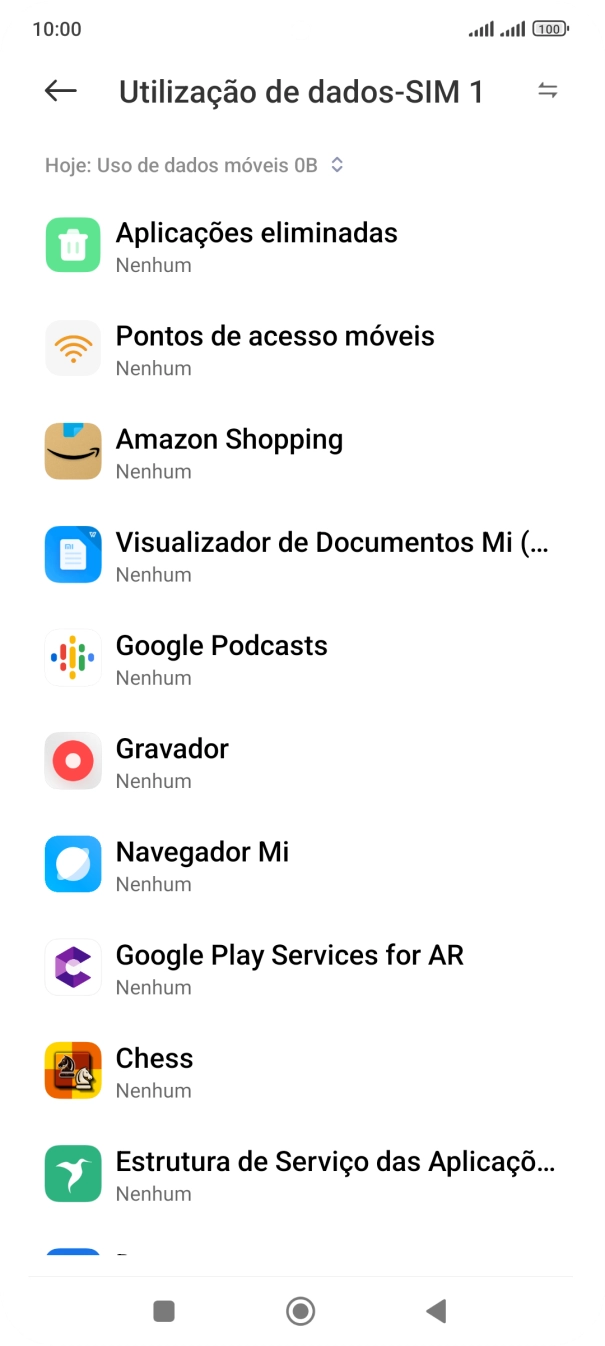 O consumo de dados de cada aplicação é mostrado sob o nome da aplicação.