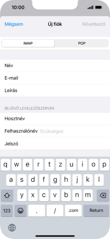 Kattints a Felhasználónév mezőre, és írd be az e-mail-fiókodhoz tartozó felhasználónevet.