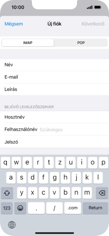 Kattints a Felhasználónév mezőre, és írd be az e-mail-fiókodhoz tartozó felhasználónevet.