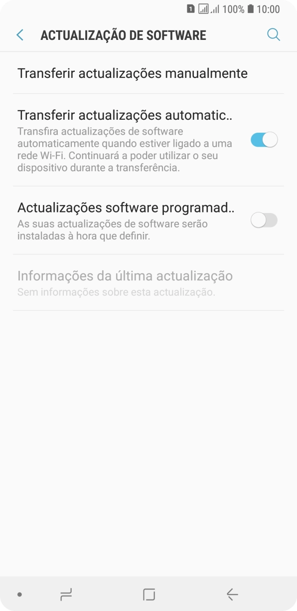 Prima Transferir actualizações manualmente. Se existir uma nova versão de software disponível, será agora indicado no ecrã. Siga as indicações no ecrã para atualizar o software do telefone.