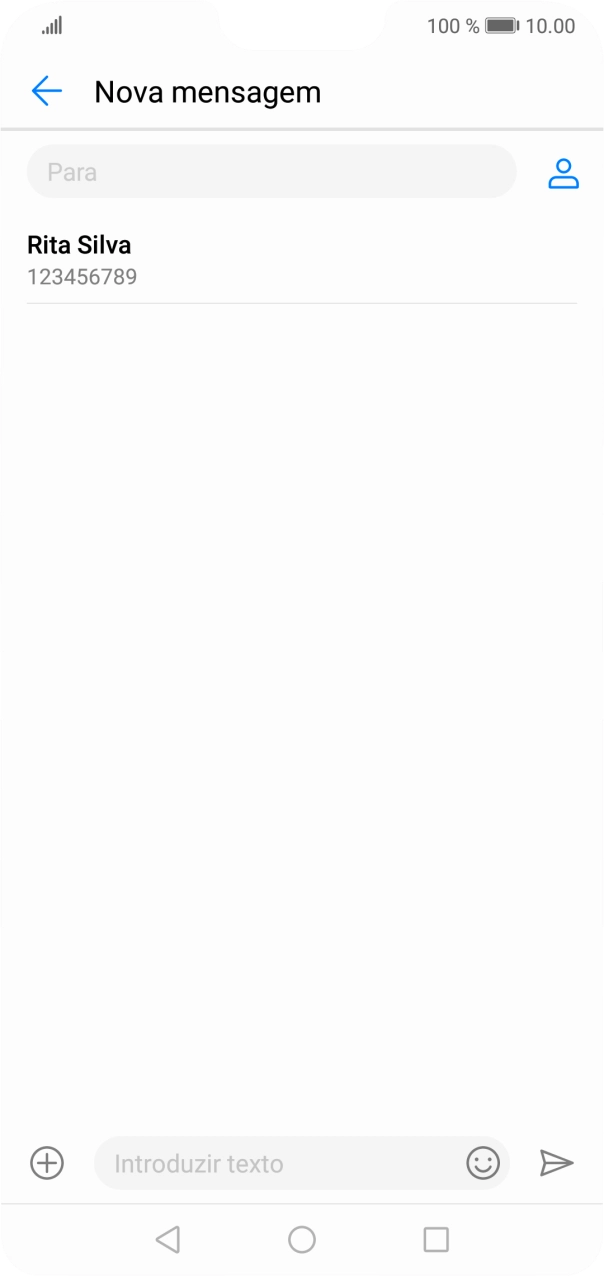 Prima Para e introduza as primeiras letras do nome do destinatário.