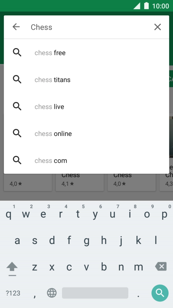 Introduza o nome ou categoria da app pretendida e prima o ícone para pesquisar.