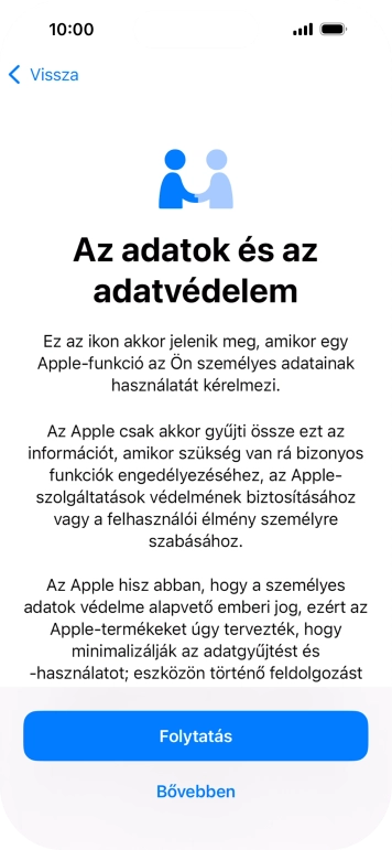 Válaszd a Folytatás lehetőséget.