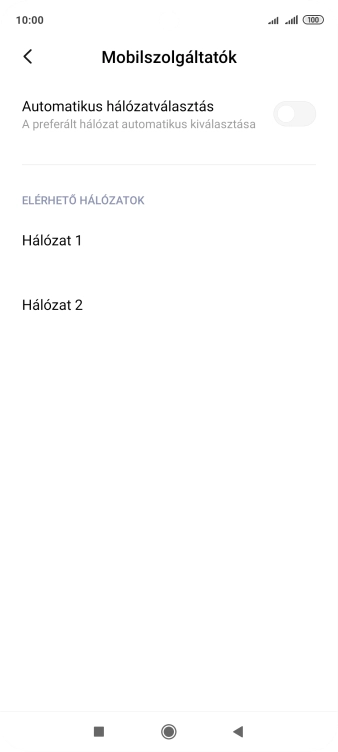 Válaszd ki a kívánt hálózatot.