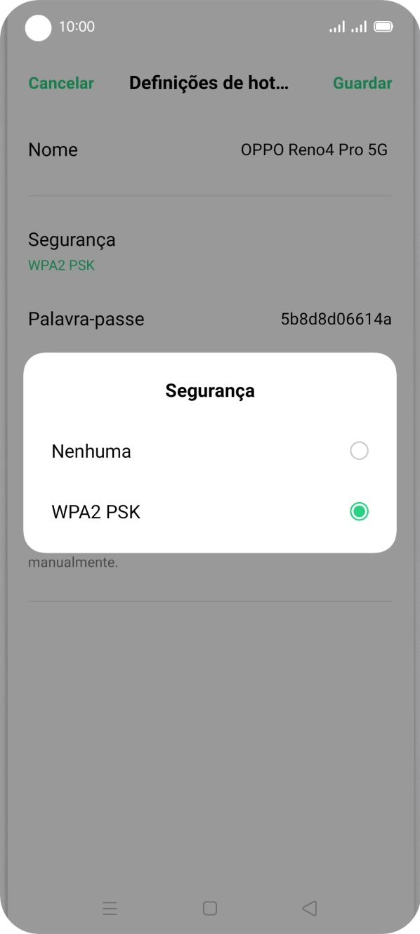 Prima WPA2 PSK para proteger o hotspot Wi-Fi com uma password.