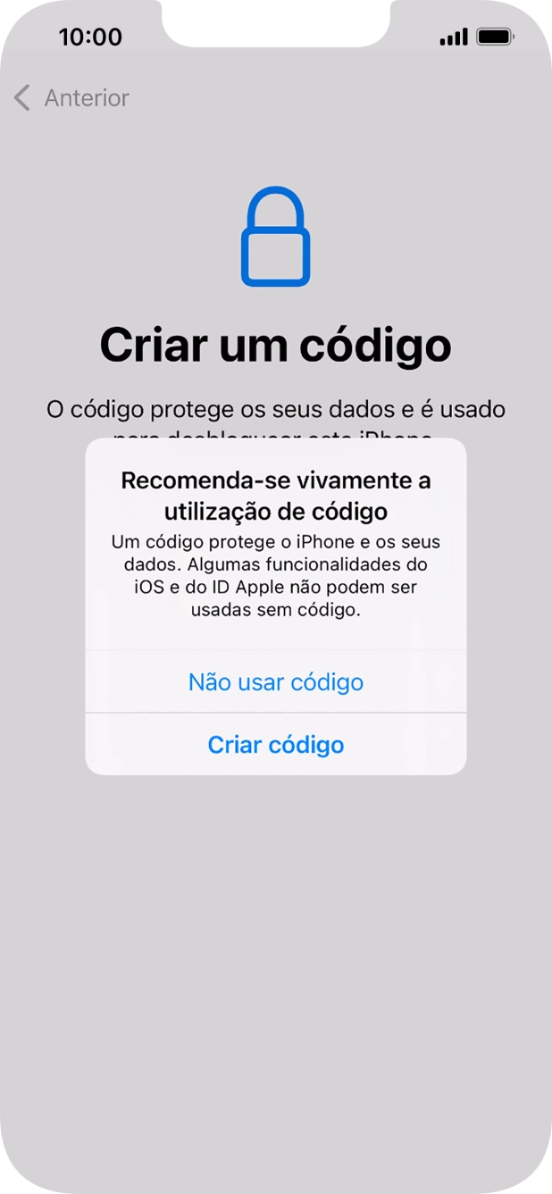 Se desativar a função, prima Não usar código.
