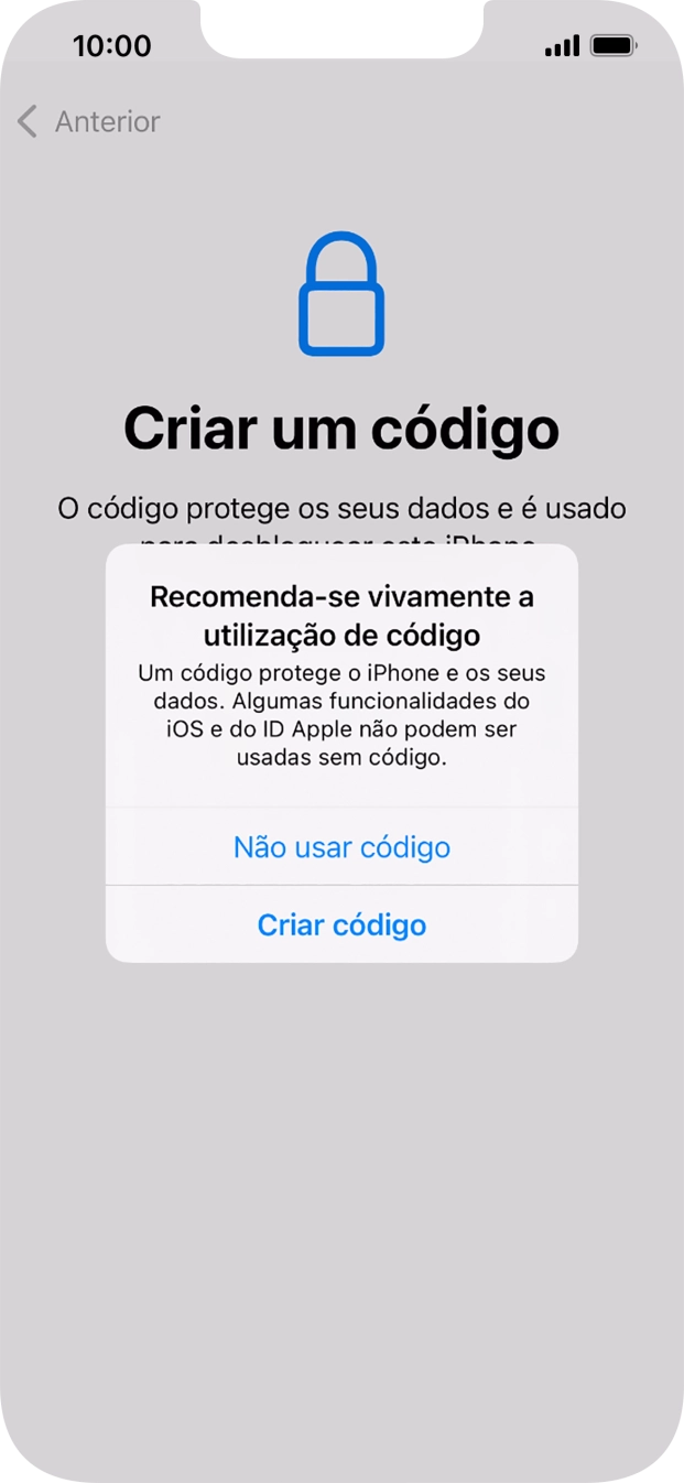 Se desativar a função, prima Não usar código.