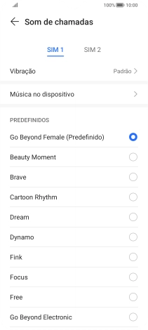 Prima os tons de toque pretendidos para os ouvir.