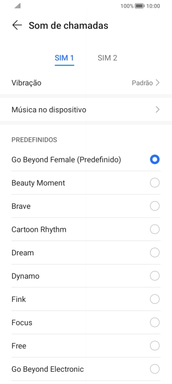 Prima os tons de toque pretendidos para os ouvir.