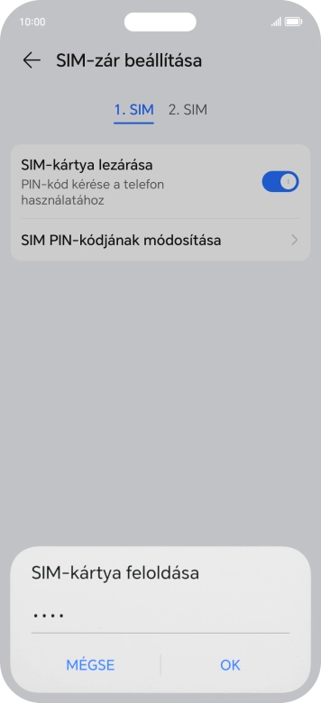 Írd be a PIN-kódot, és válaszd az OK lehetőséget.