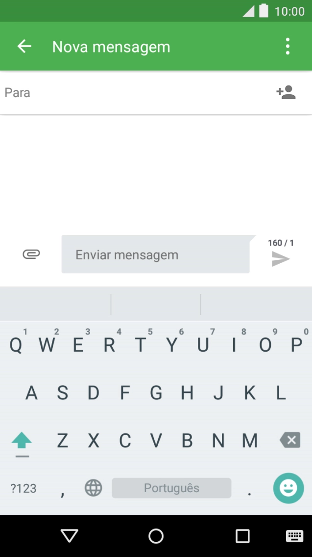 Abra uma nota, mensagem ou e-mail para que o teclado apareça no ecrã e o telefone fique pronto para a escrita de texto.
