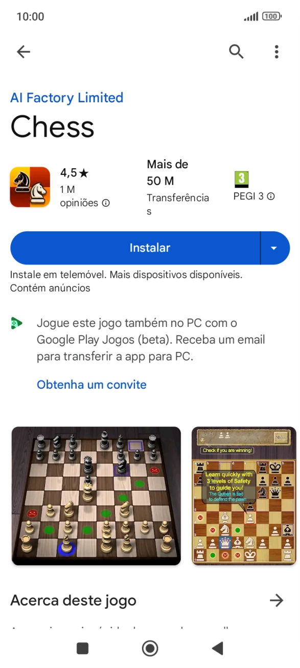 Prima Instalar e siga as indicações no ecrã para instalar a app.