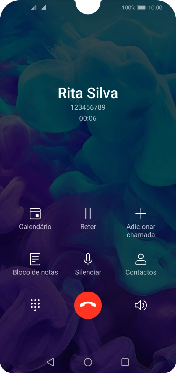 Prima o ícone para terminar a chamada.