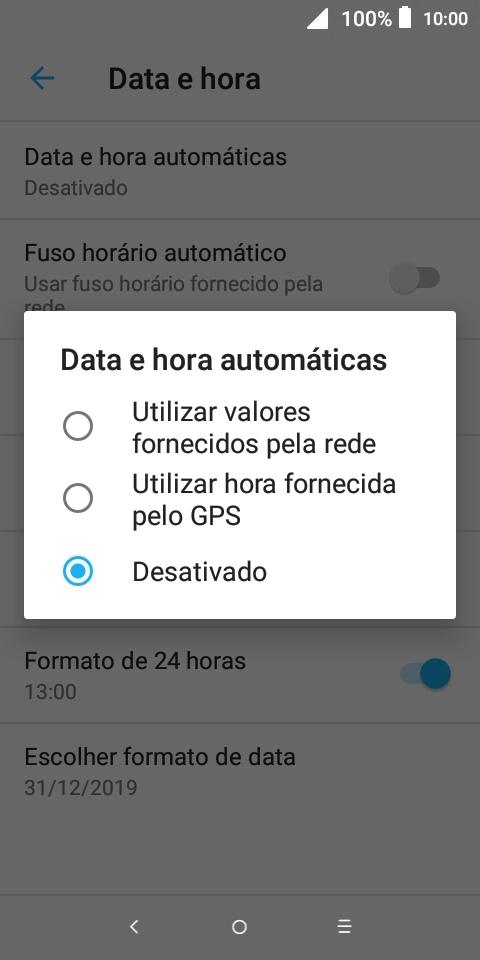 Prima Utilizar valores fornecidos pela rede para ativar a função.