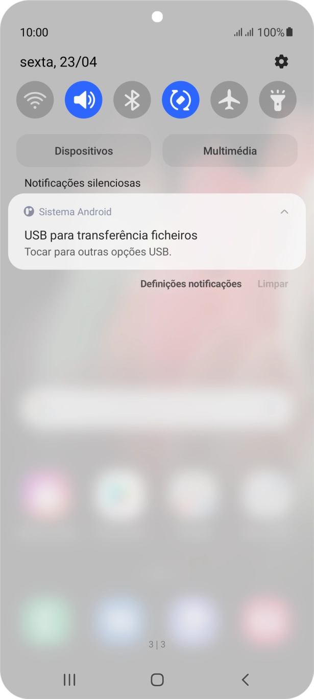 Prima Tocar para outras opções USB..