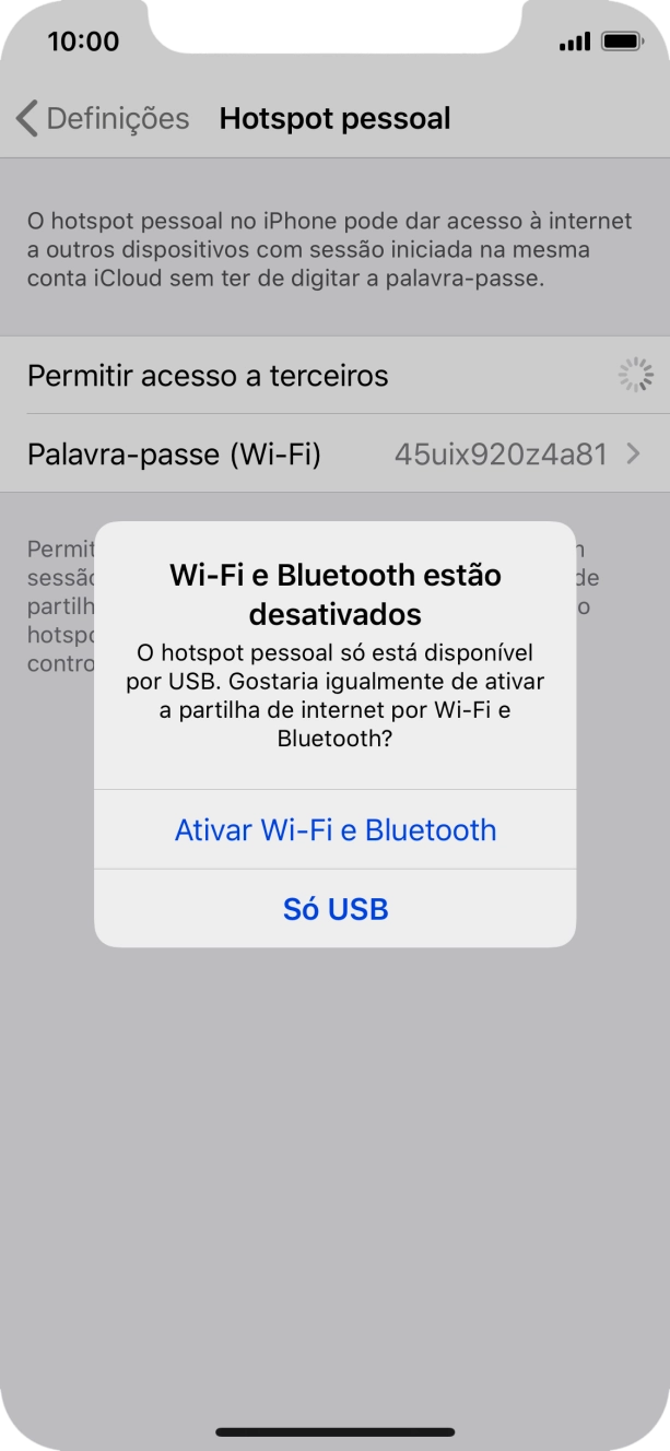 Se o Wi-Fi estiver desativado, prima Ativar Wi-Fi e Bluetooth.