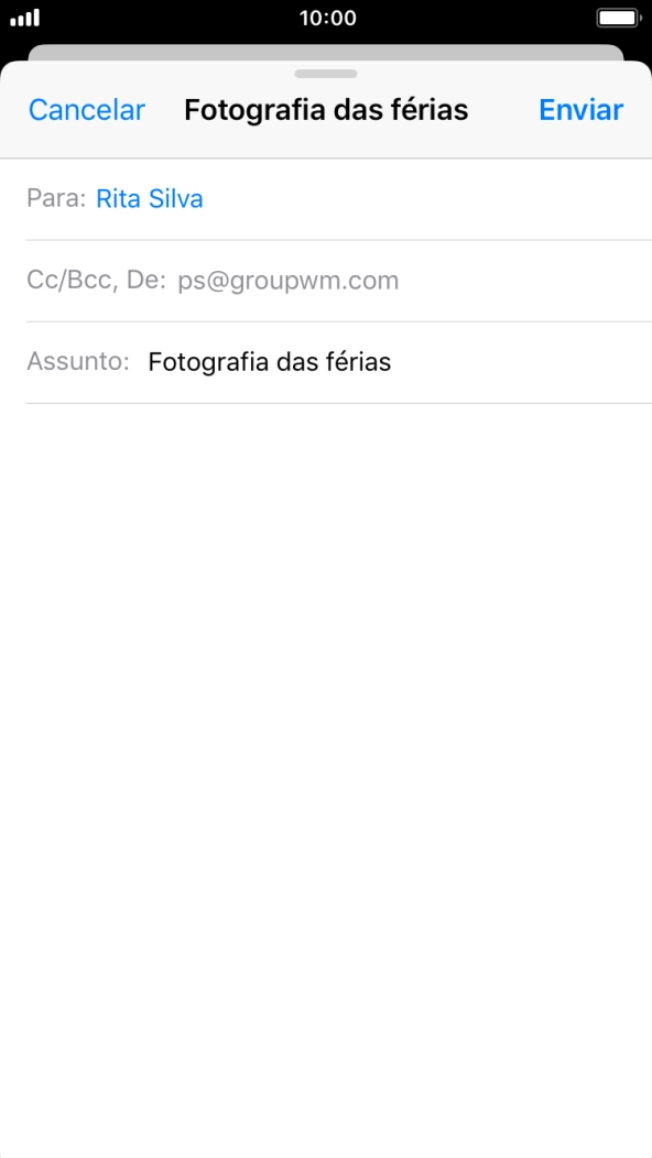 Prima o campo de escrita e escreva o texto do e-mail.