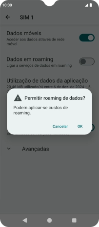 Se ativar a função, prima OK.