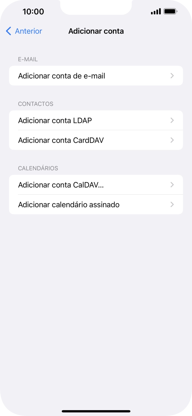 Prima Adicionar conta de e-mail.