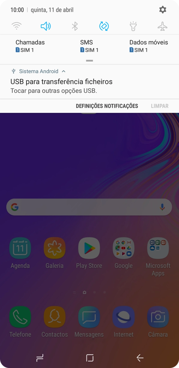 Prima Tocar para outras opções USB..