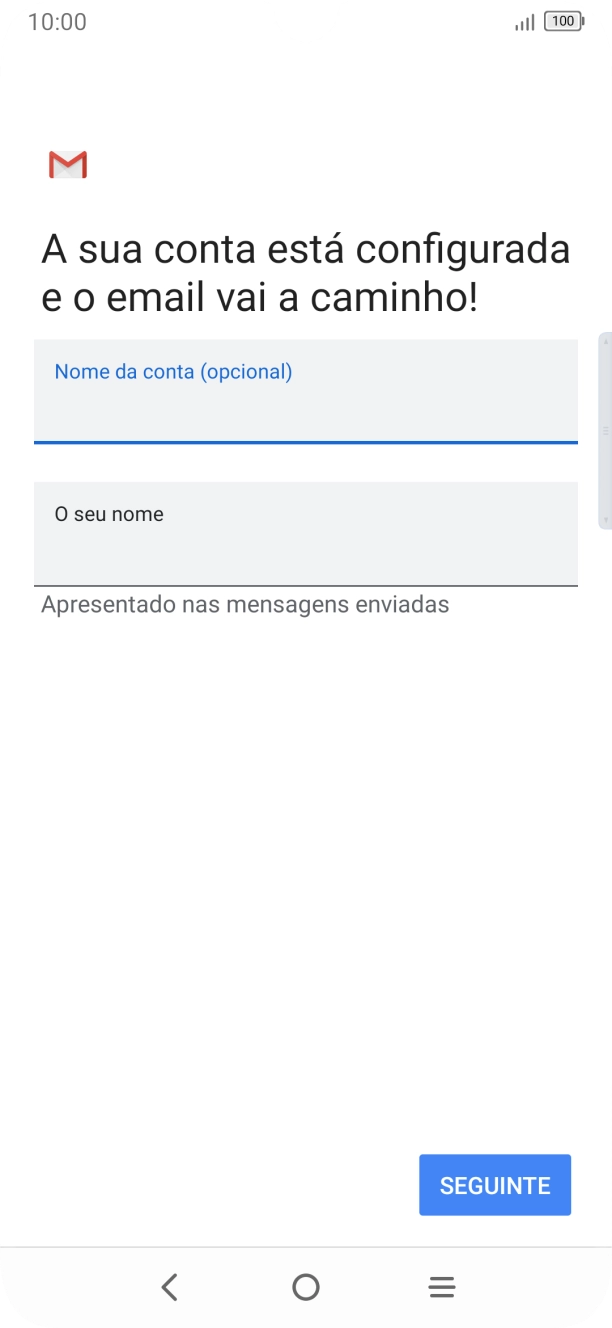 Prima O seu nome e introduza o nome do remetente pretendido.