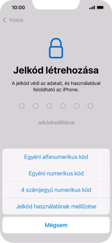 A képernyőzár használatának bekapcsolásához kövesd a képernyőn megjelenő utasításokat, vagy válaszd a Jelkód használatának mellőzése lehetőséget.