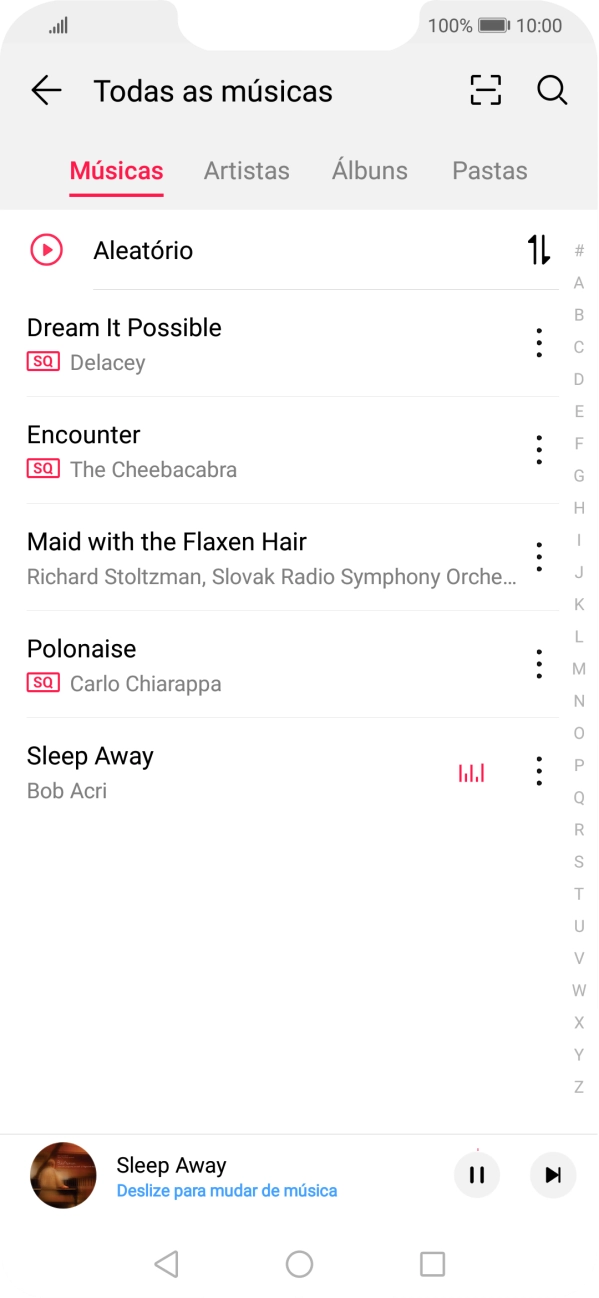 Prima o título da música na parte inferior do ecrã.