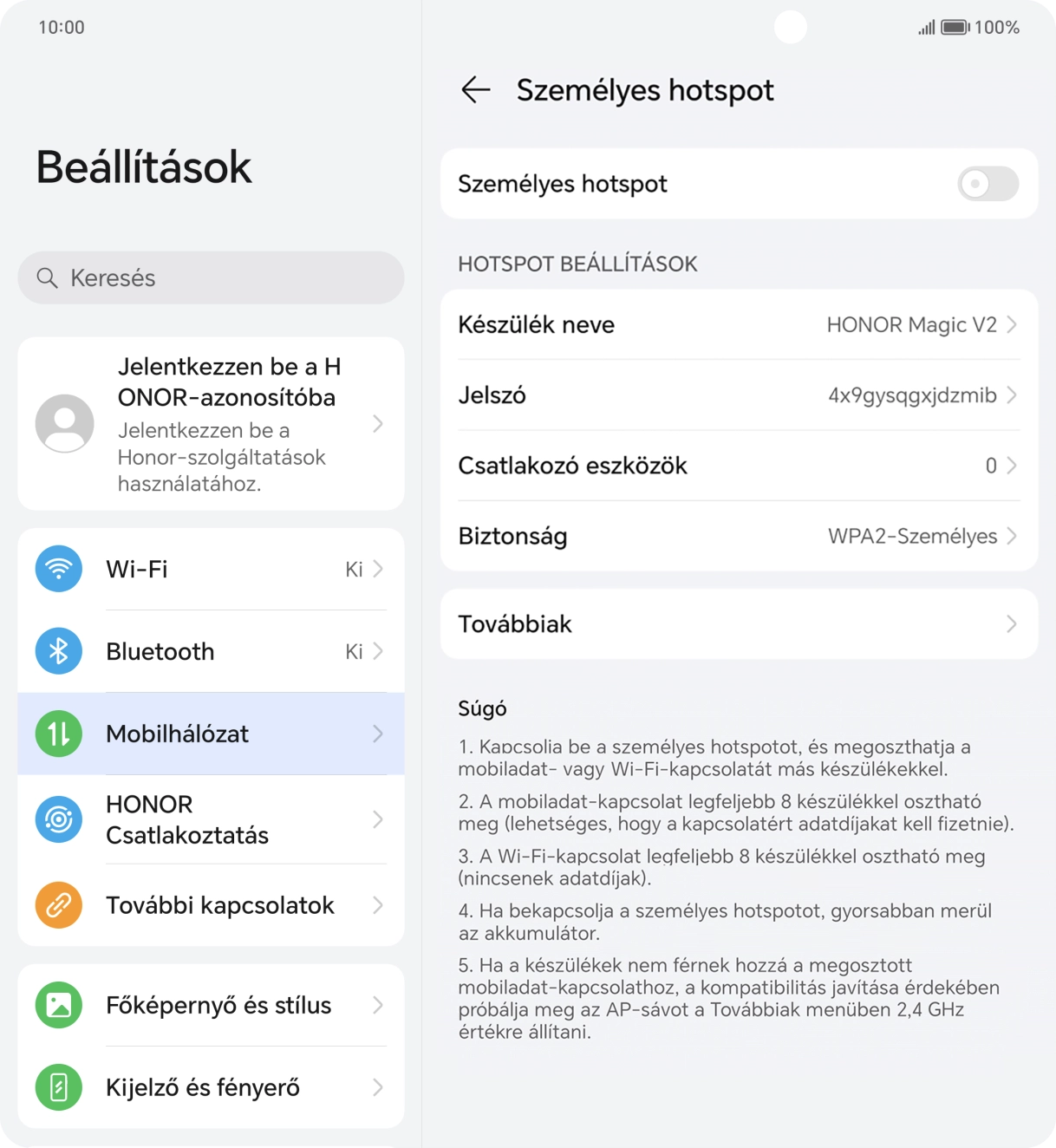 Válaszd a Készülék neve lehetőséget, és írd be a Wi-Fi-hotspot kívánt nevét.