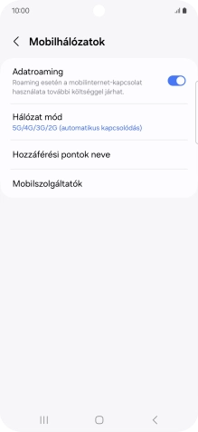 Kattints az „Adatroaming” melletti csúszkára a funkció be- vagy kikapcsolásához.