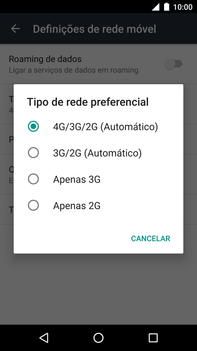 Prima a rede pretendida.