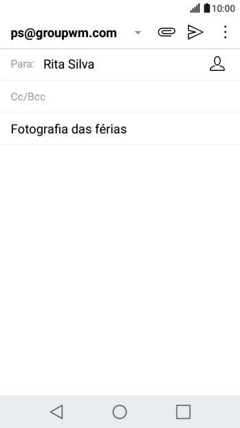 Prima o campo de escrita e escreva o texto do e-mail.