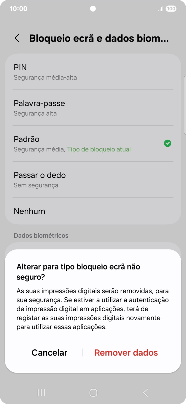 Prima Remover dados.