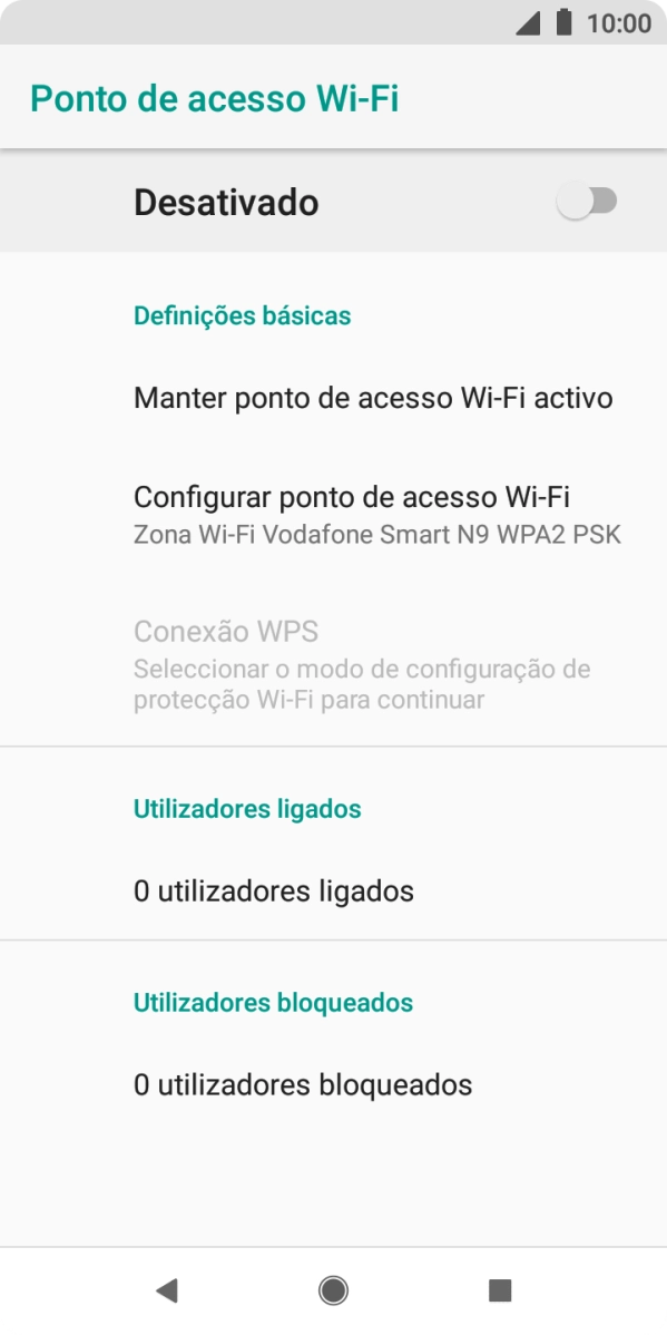 Prima Configurar ponto de acesso Wi-Fi.