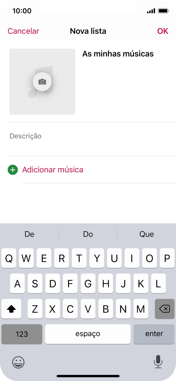 Prima Adicionar música.