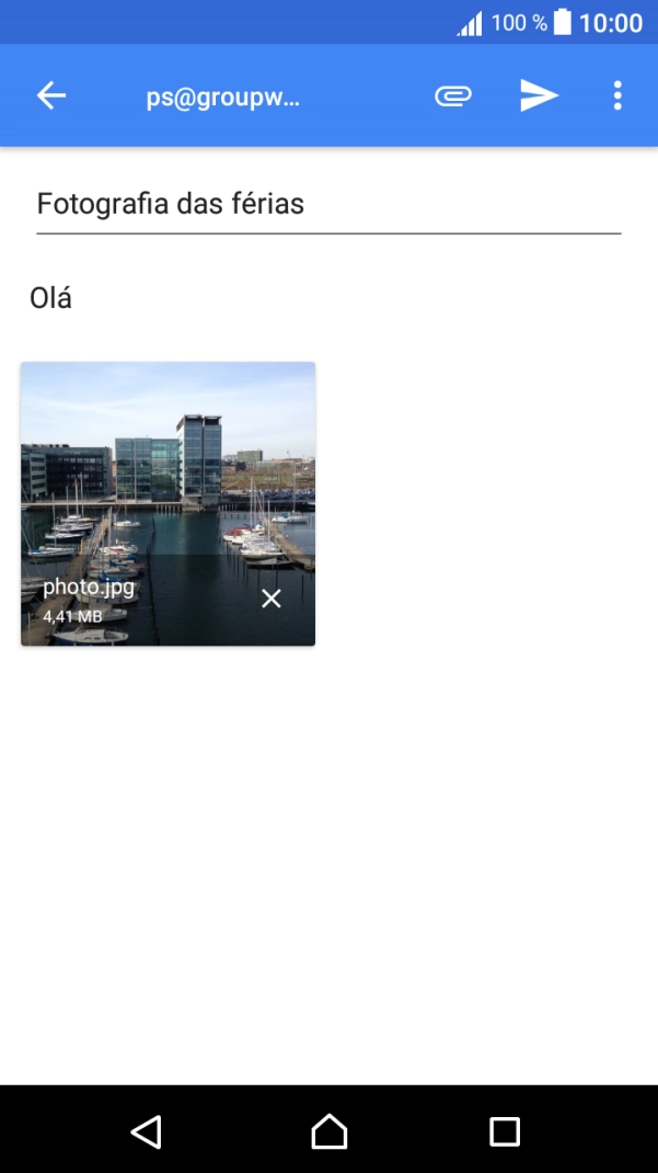 Prima o ícone para enviar quando terminar de escrever o seu e-mail.