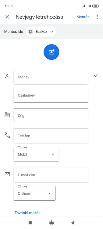 Kattints az Utónév mezőre, és írd be a kívánt nevet.