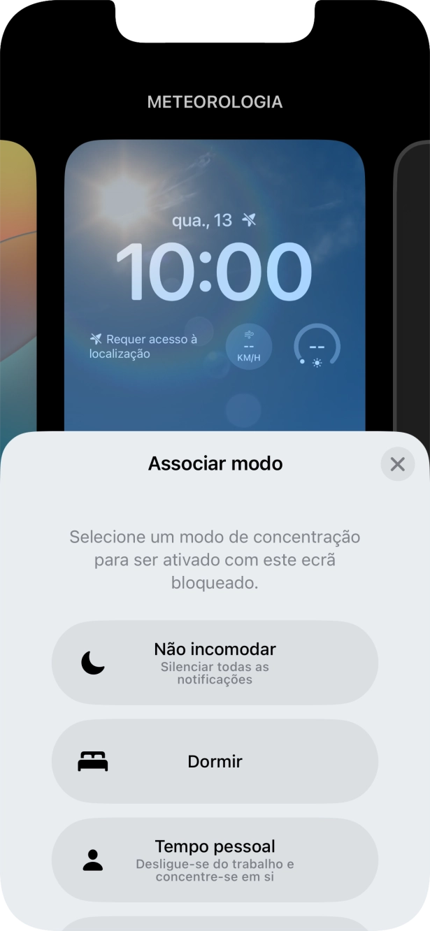 Prima o modo de concentração pretendido.
