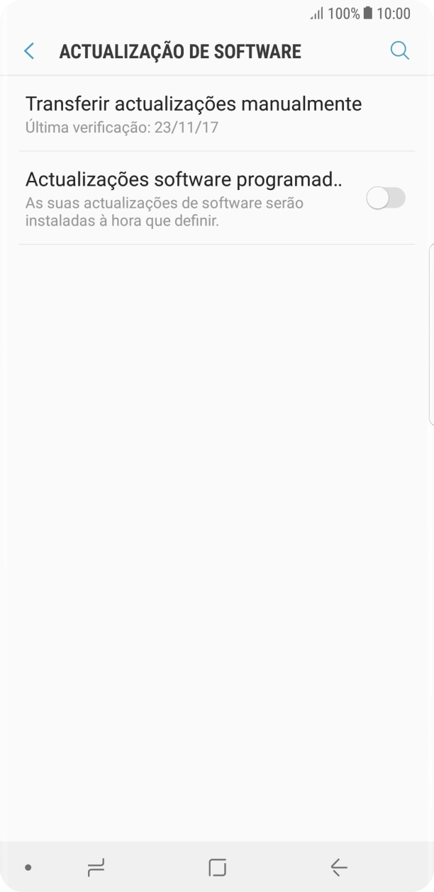 Prima Transferir actualizações manualmente. Se existir uma nova versão de software disponível, será agora indicado no ecrã. Siga as indicações no ecrã para atualizar o software do telefone.
