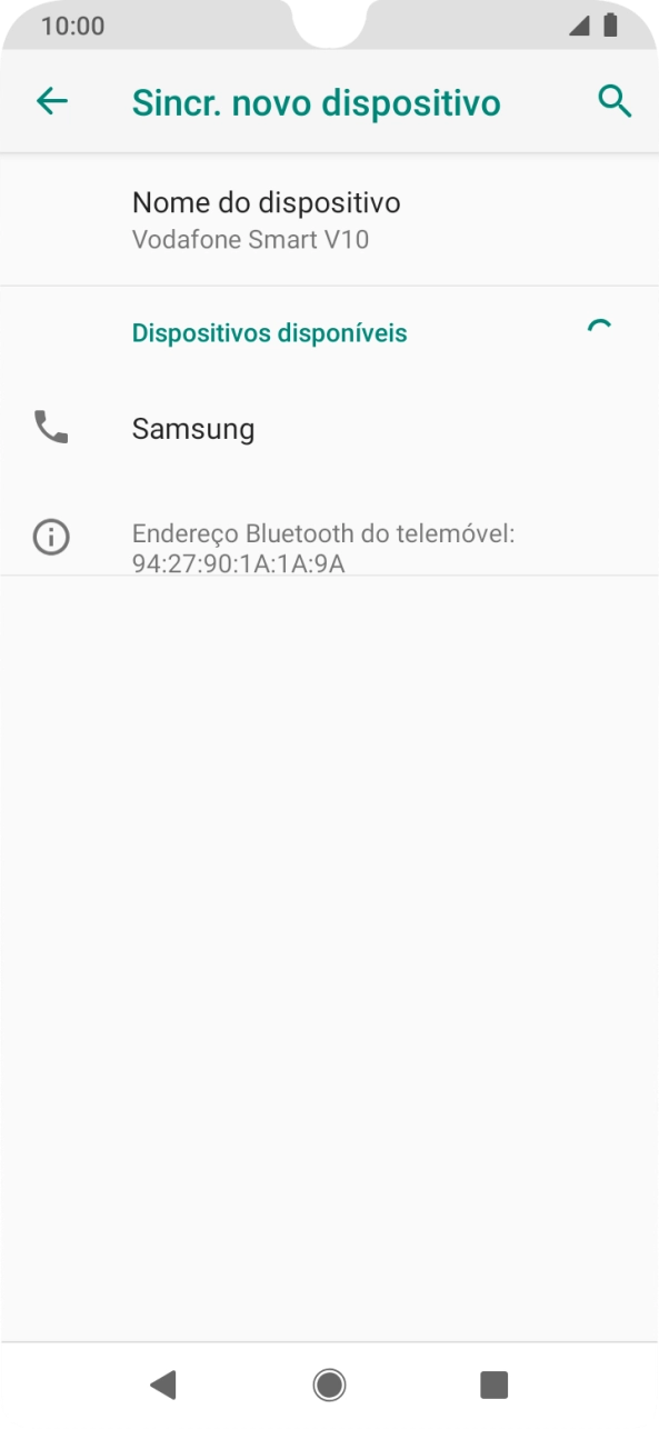 Prima o dispositivo Bluetooth pretendido e siga as indicações no ecrã para emparelhar o dispositivo com o telefone.