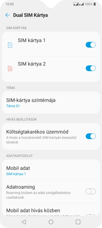 Kattints az „Adatroaming” melletti csúszkára a funkció be- vagy kikapcsolásához.