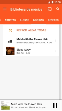 Prima o título da música na parte inferior do ecrã.