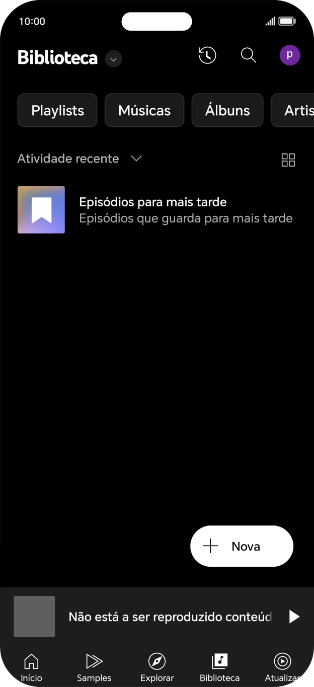 Prima a lista suspensa.