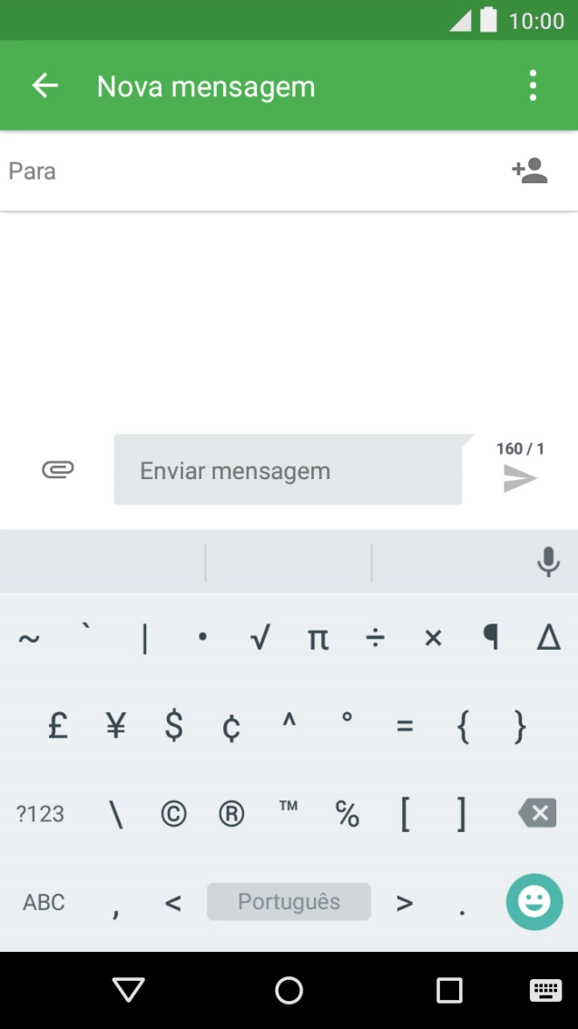Prima ABC para voltar à introdução de texto.