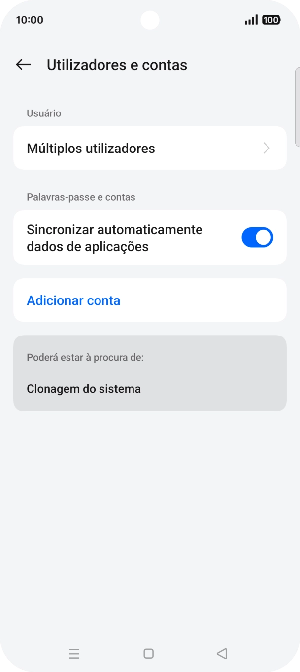 Prima Adicionar conta.