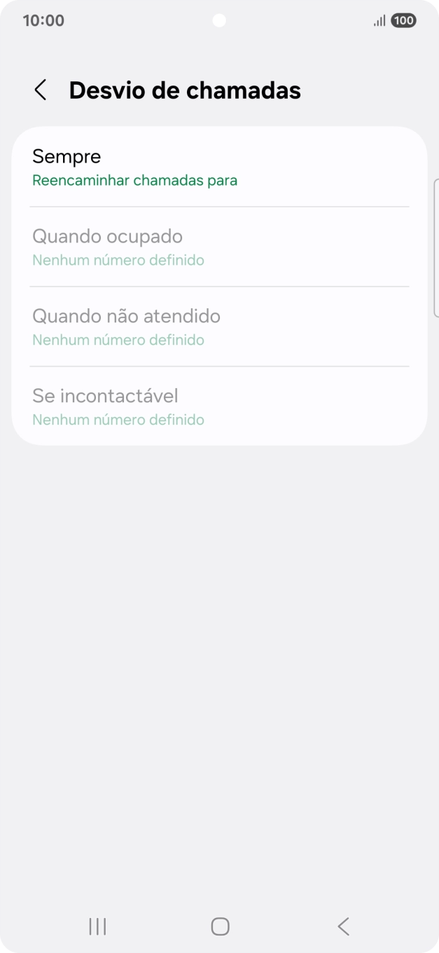 Prima o tipo de desvio pretendido.