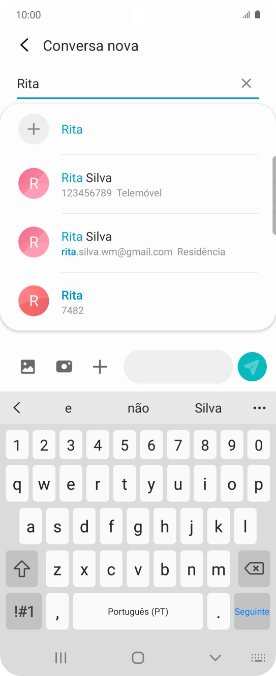 Prima o contacto pretendido.