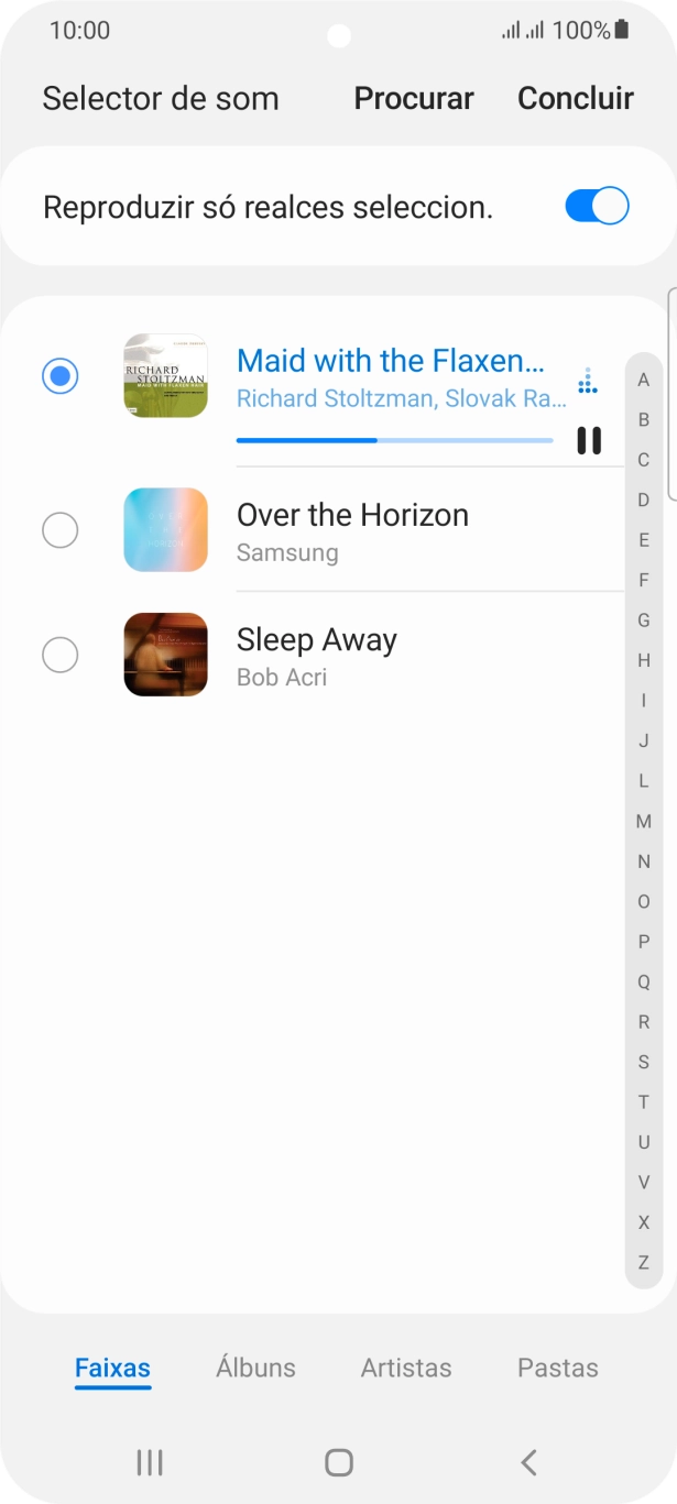 Quando tiver encontrado o tom de toque que pretende, prima Concluir.